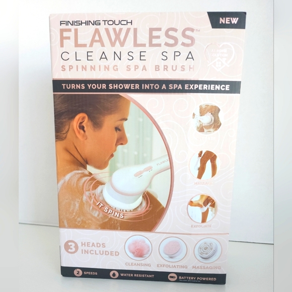 Flawless Cleanse Spa, Electric Body Brush w/ 3 Multi-Purpose Cleansing Heads NEW - Picture 1 of 8